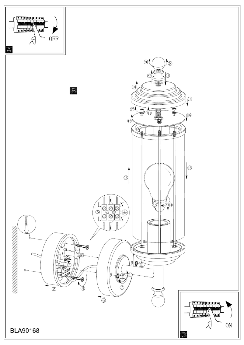 Page 1 de la notice Manuel utilisateur Eglo Buckingham 90168