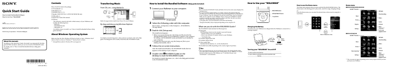 Page 1 de la notice Manuel utilisateur Sony Walkman NWZ-E474