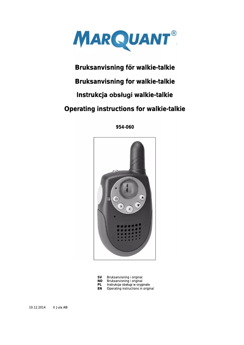 Page 1 de la notice Manuel utilisateur Marquant 954-060