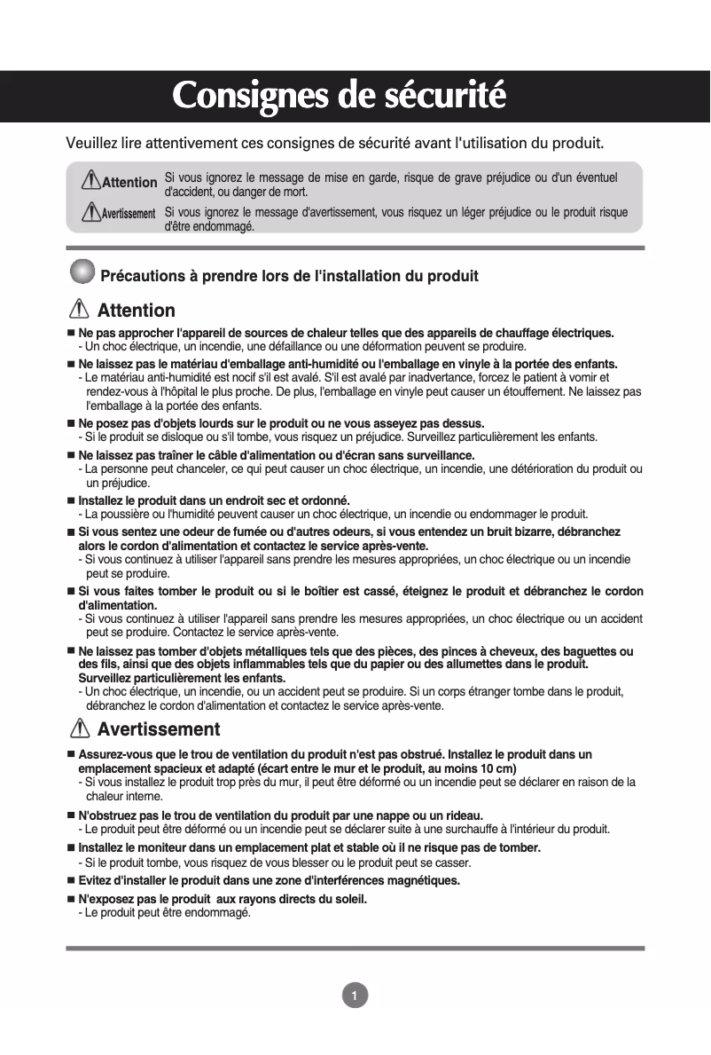 Page 1 de la notice Manuel utilisateur LG M1721A