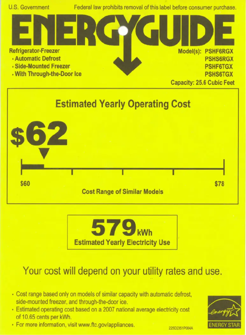 Image de la première page du manuel de l'appareil Profile PSHF6TGXBB