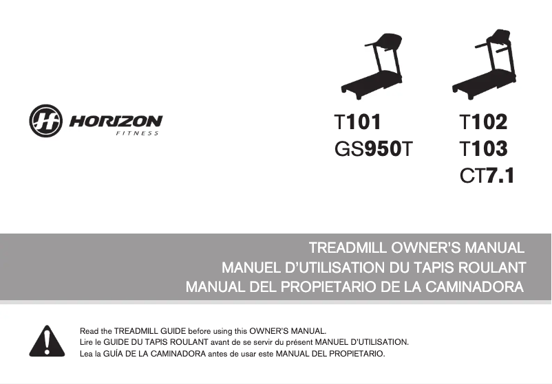 Page n°1 - Manuel utilisateur Horizon Fitness GS950T