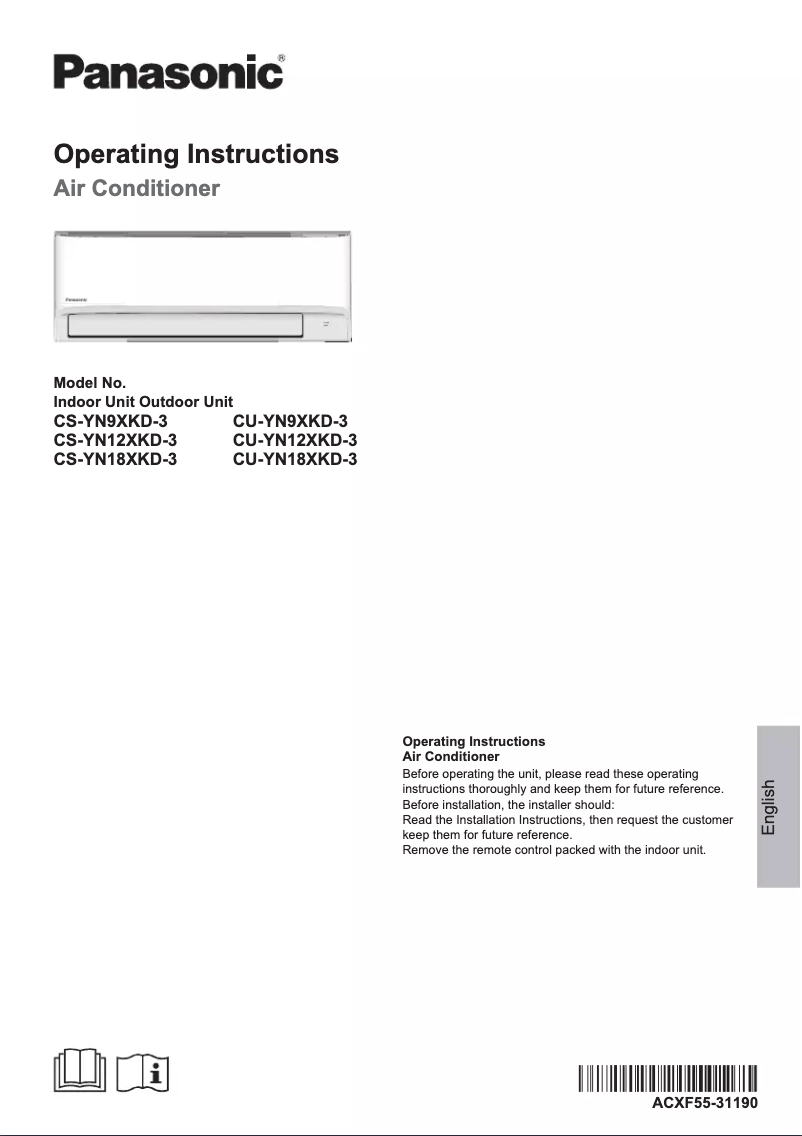 Page 1 de la notice Manuel utilisateur Panasonic CS-YN9XKD-3