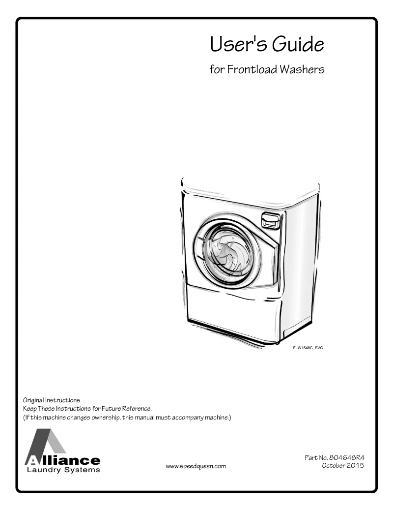 Página 1 del manual Manual de usuario Speed Queen AFNE9BSP113TW01