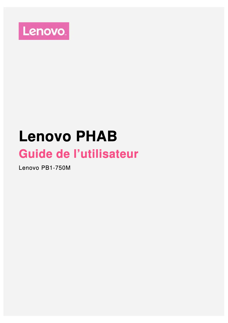 Page 1 de la notice Manuel utilisateur Lenovo PHAB