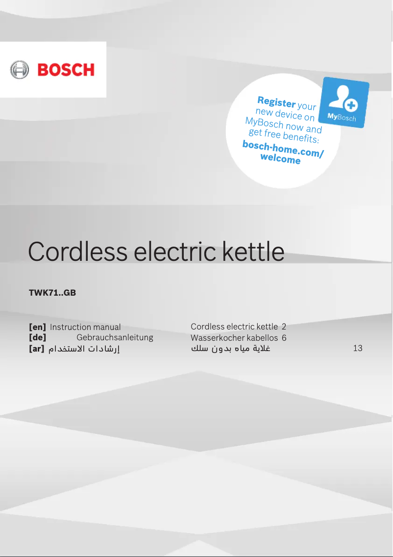 Página 1 del manual Manual de usuario Bosch TWK7105GB