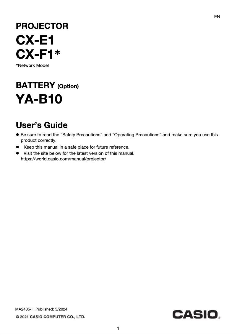Image de la première page du manuel de l'appareil CX-E1