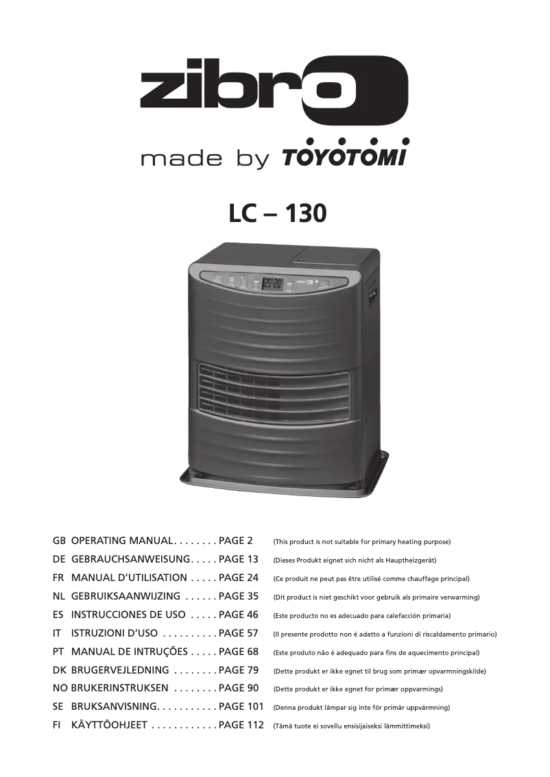 Page n°1 - Manuel utilisateur Zibro LC 130