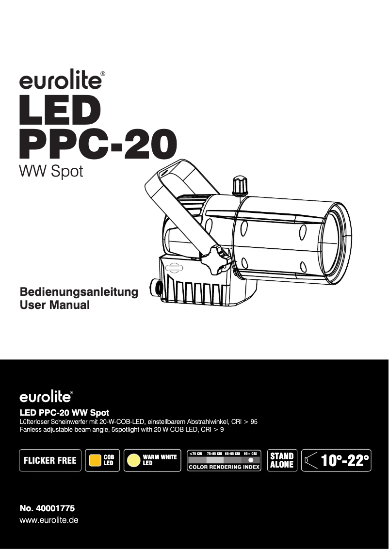 Image de la première page du manuel de l'appareil LED PPC-20