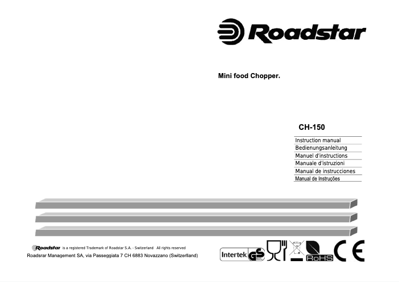 Page n°1 - Manuel utilisateur Roadstar CH-150