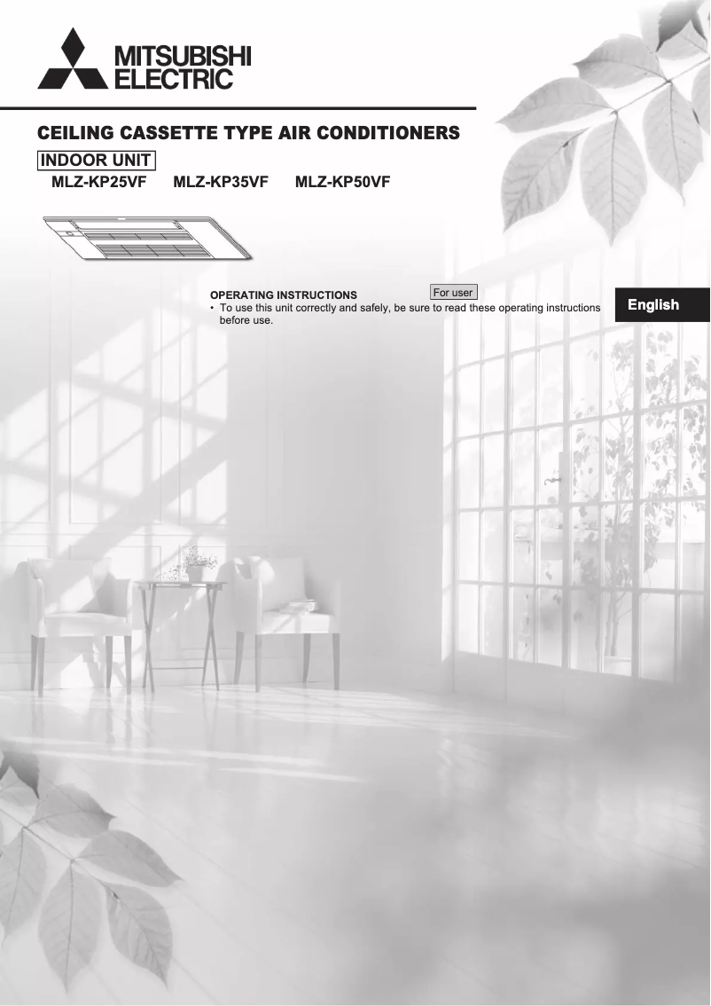 Page 1 de la notice Manuel utilisateur Mitsubishi MLZ-KP35VF
