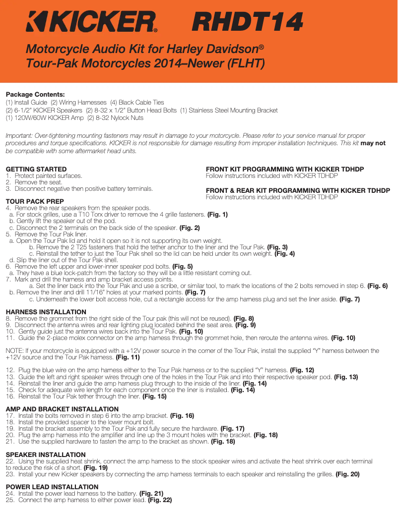 Page 1 de la notice Manuel utilisateur Kicker RHDT14