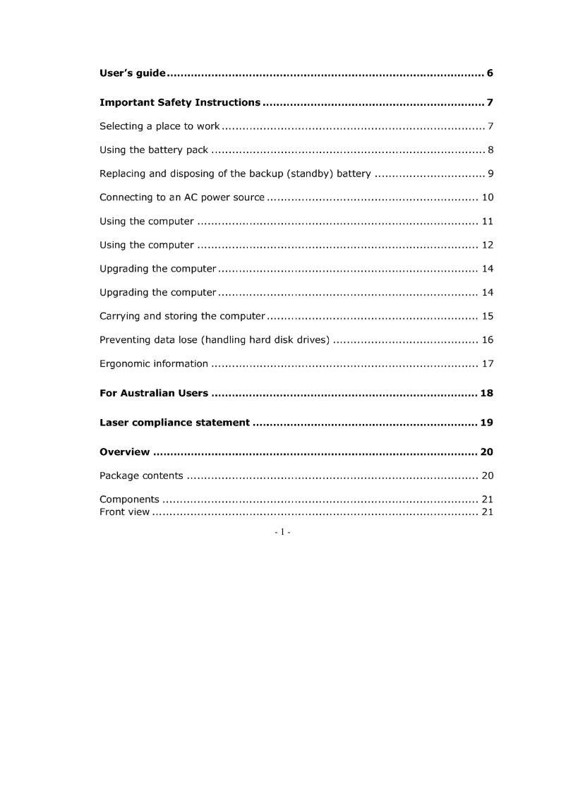 Page n°1 - Manuel utilisateur LG LU20