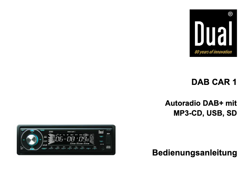 Page 1 de la notice Manuel utilisateur Dual DAB CAR 1