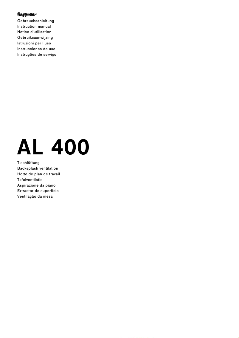 Page 1 of the manual User Manual Gaggenau AL400122
