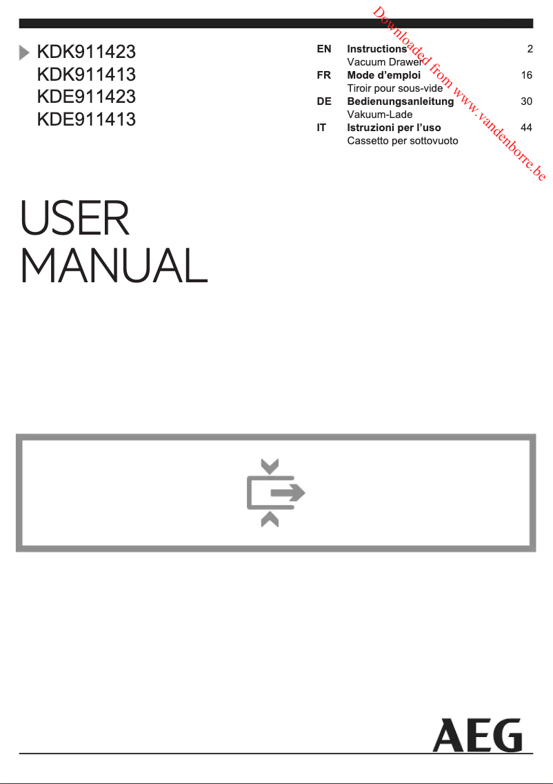 Page 1 de la notice Manuel utilisateur AEG KDE911423