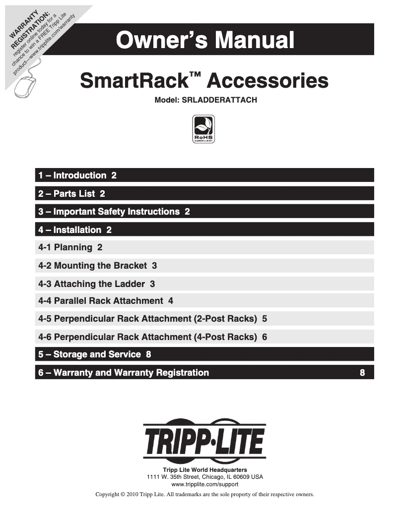 Page 1 de la notice Manuel utilisateur Tripp Lite SRLADDERATTACH