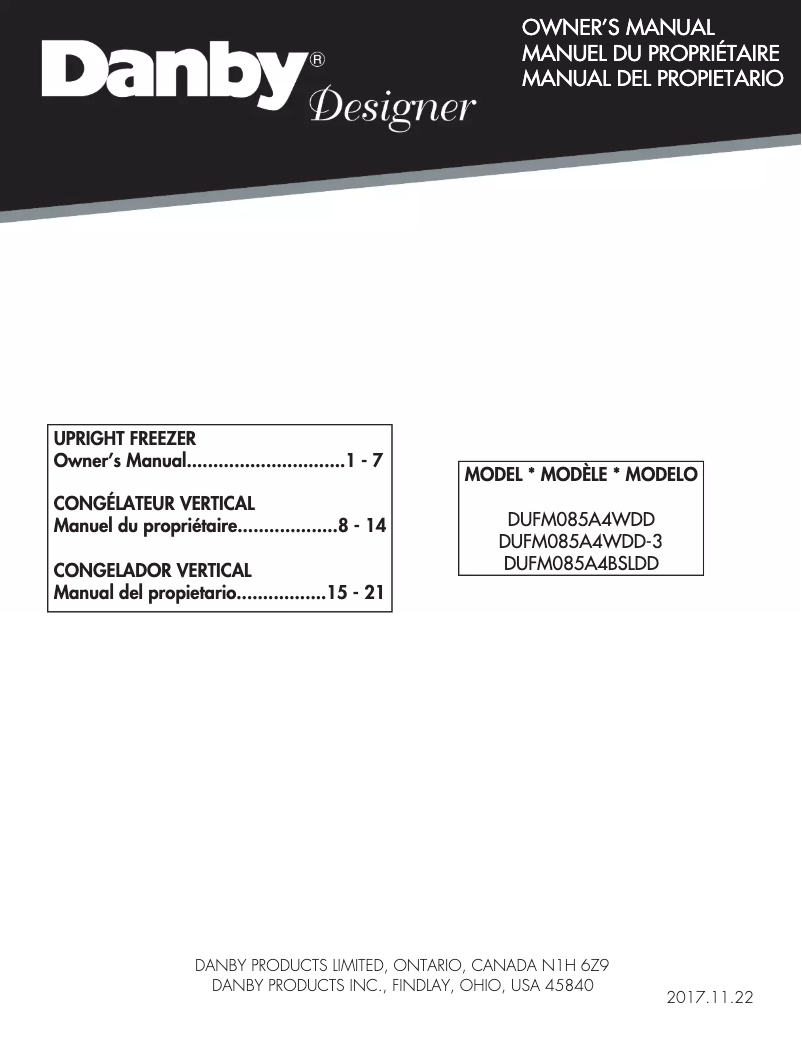 Página 1 del manual Manual de usuario Danby Designer DUFM085A4BSLDD