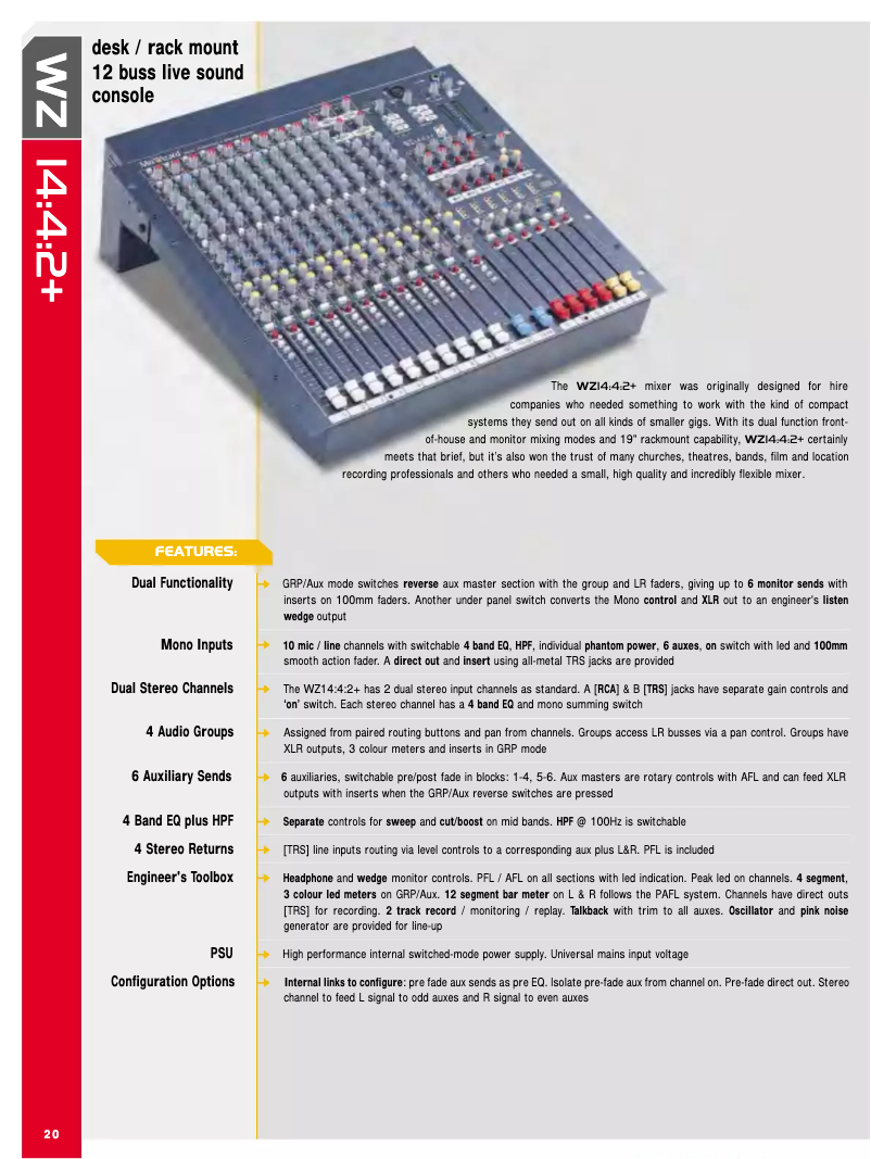 Page 1 de la notice Brochure Allen & Heath WZ14-4-2 MK2