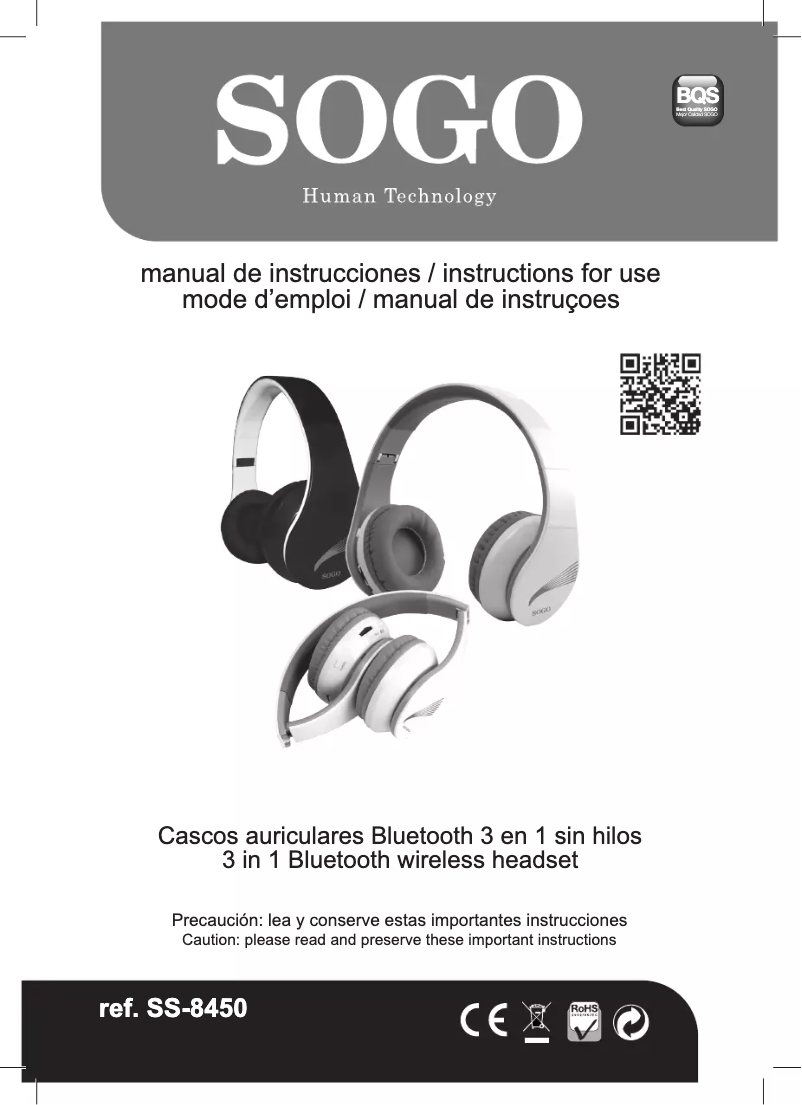 Page n°1 - Manuel utilisateur Sogo BTO-SS-8450