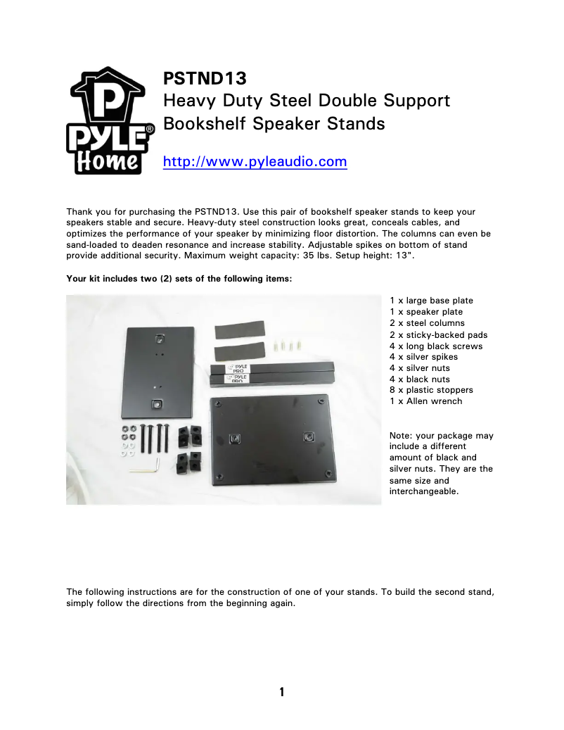 Page n°1 - Manuel utilisateur Pyle PSTND13
