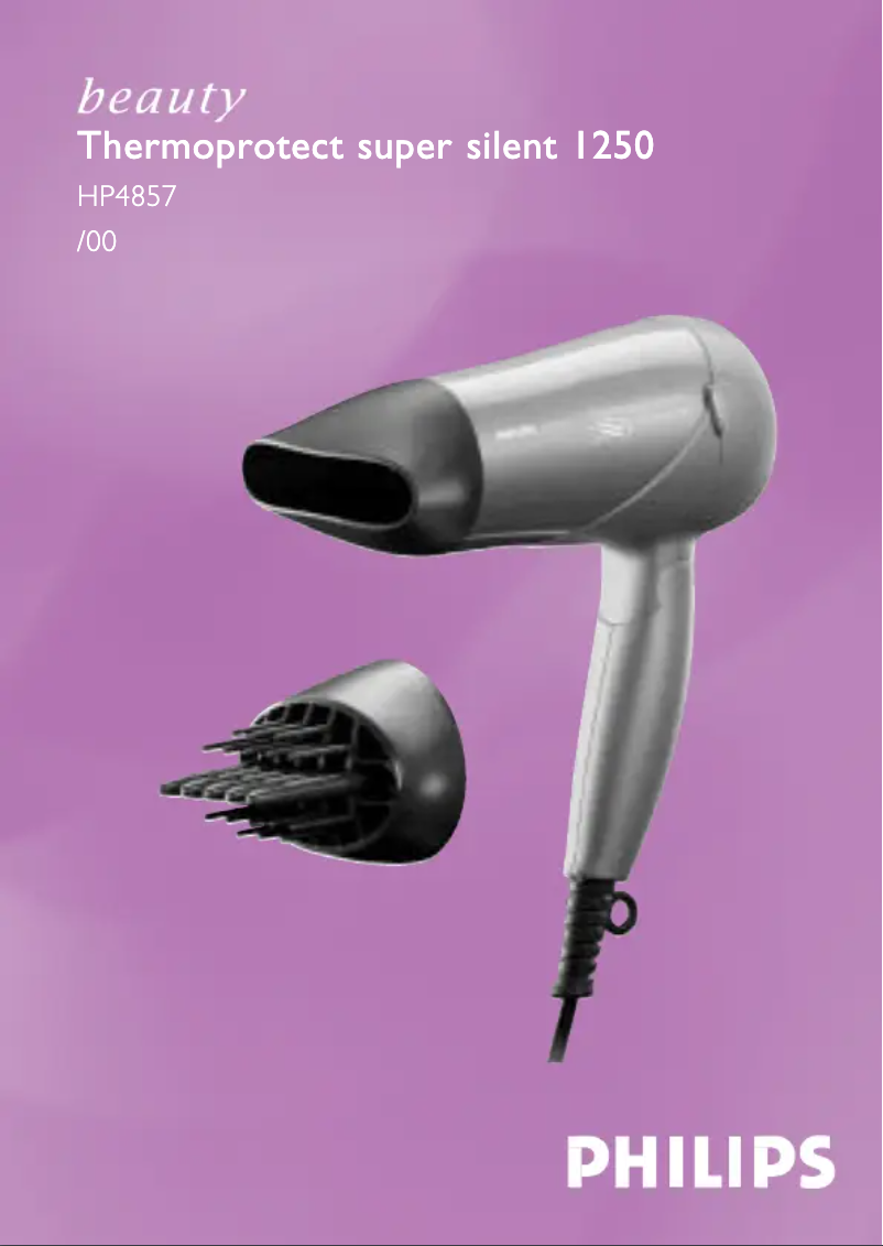 Page 1 de la notice Manuel utilisateur Philips Thermoprotect super silent 1250 HP4857