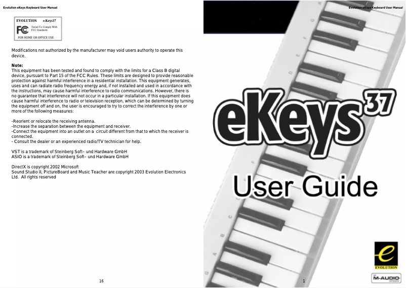 Page n°1 - Manuel utilisateur Pinnacle E-Keys 37