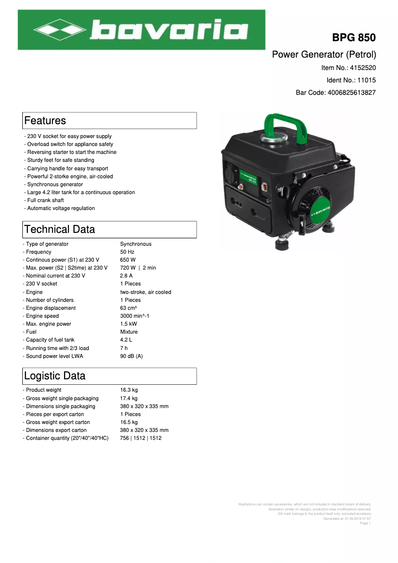 Image de la première page du manuel de l'appareil BPG 850