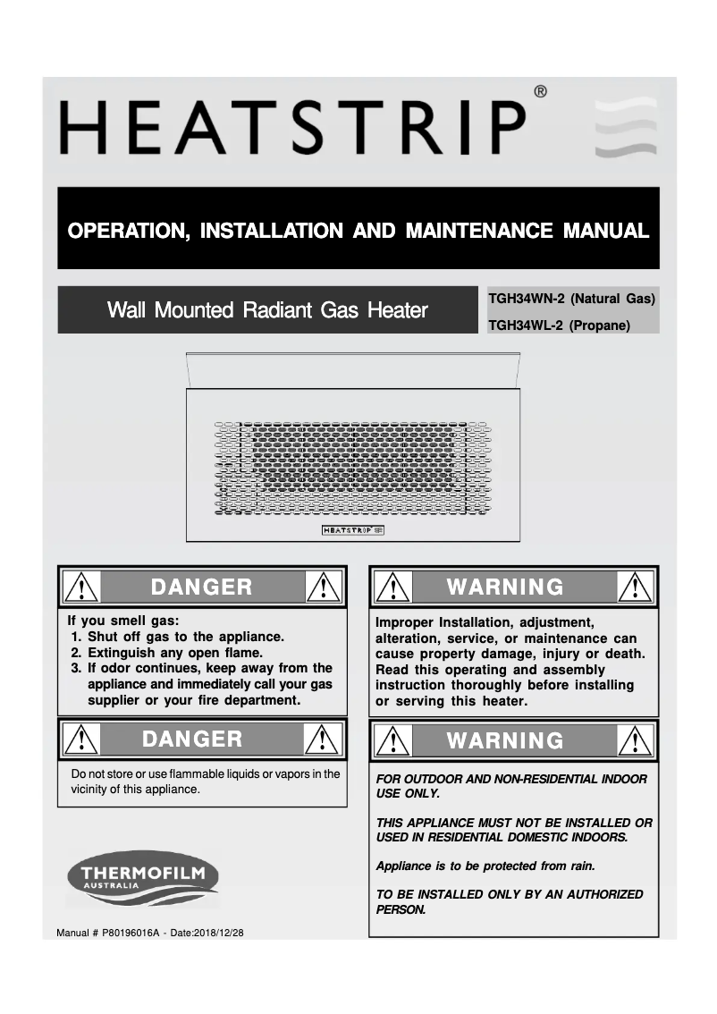 Image de la première page du manuel de l'appareil TGH34WN-2