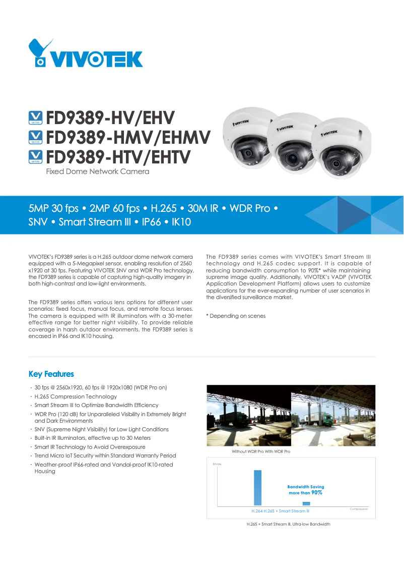 Page 1 de la notice Fiche technique Vivotek FD9389-EHTV-v2