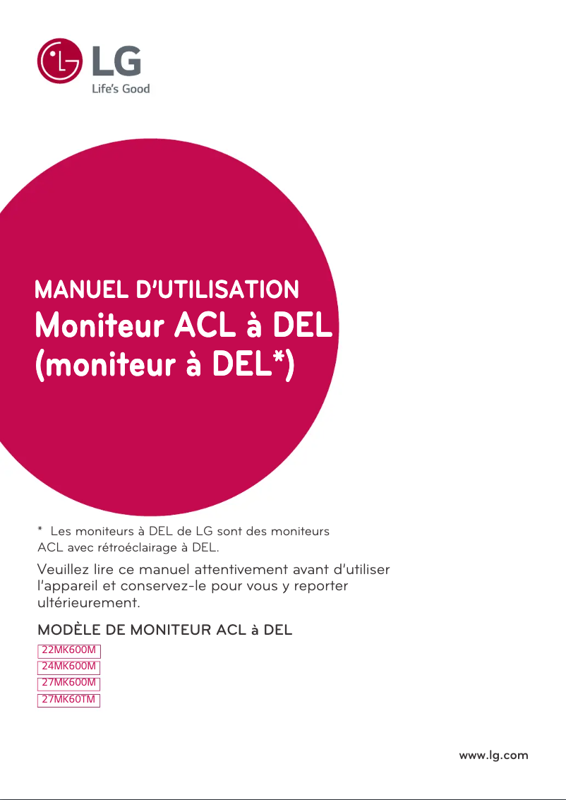 Image de la première page du manuel de l'appareil 27MK600M-B