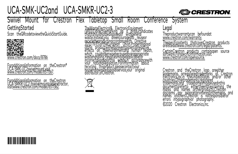 Página 1 del manual Manual de usuario Crestron UCA-SMK-UC2