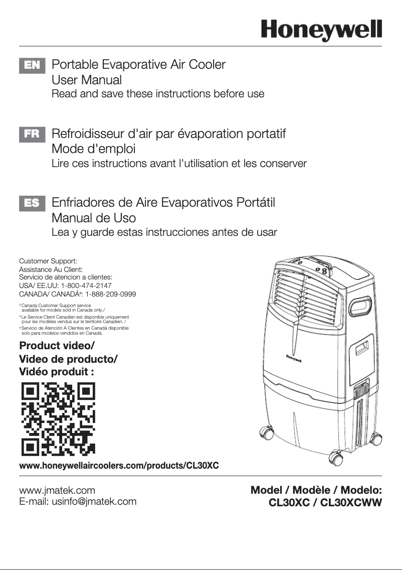Page 1 de la notice Manuel utilisateur Honeywell CL30XCWW