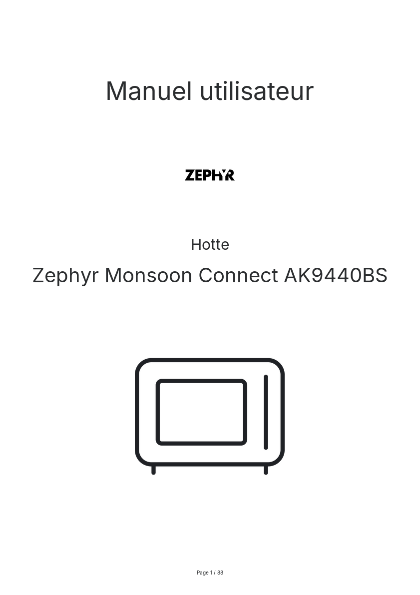 Page n°1 - Manuel utilisateur Zephyr Monsoon Connect AK9440BS