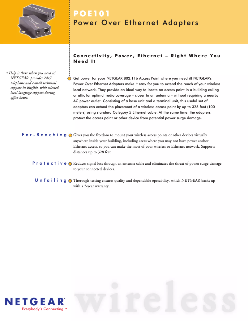Page n°1 - Fiche technique Netgear POE101