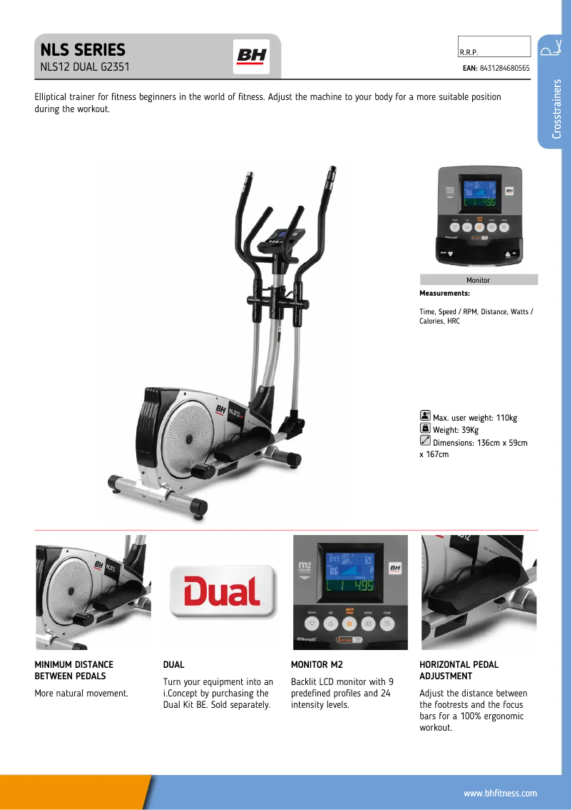 Page 1 de la notice Fiche technique BH Fitness G2351