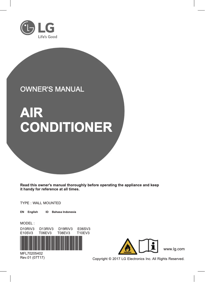Page 1 de la notice Manuel utilisateur LG D13RIV3
