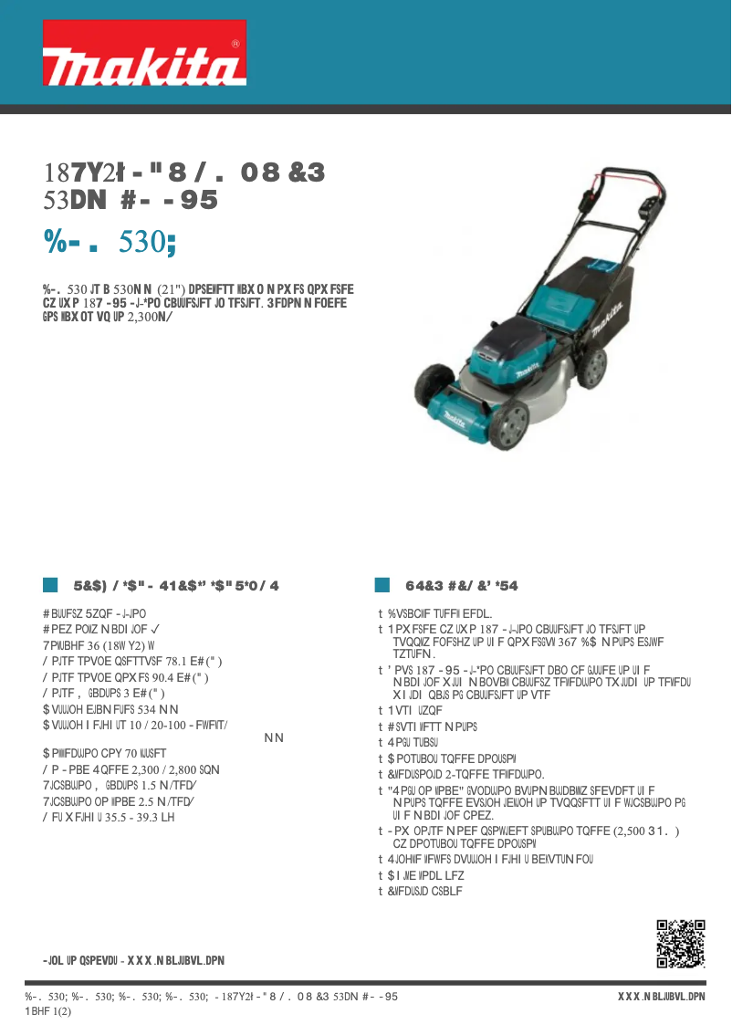 Page 1 de la notice Fiche technique Makita DLM530Z