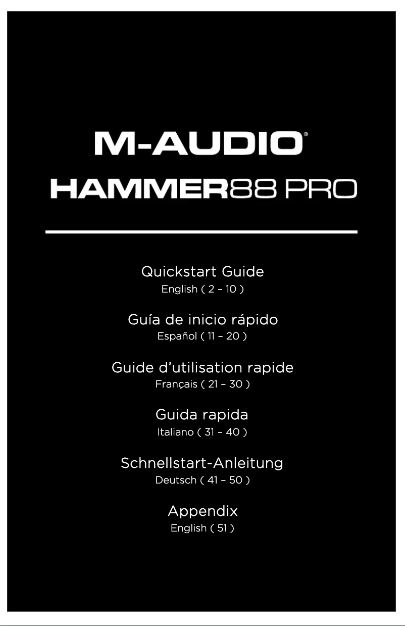 Page 1 de la notice Manuel utilisateur M-Audio Hammer 88 Pro