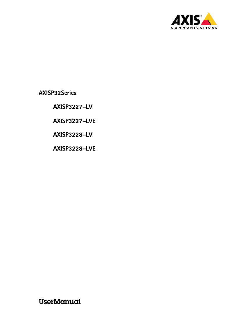 Page n°1 - Manuel utilisateur Axis P3228-LVE