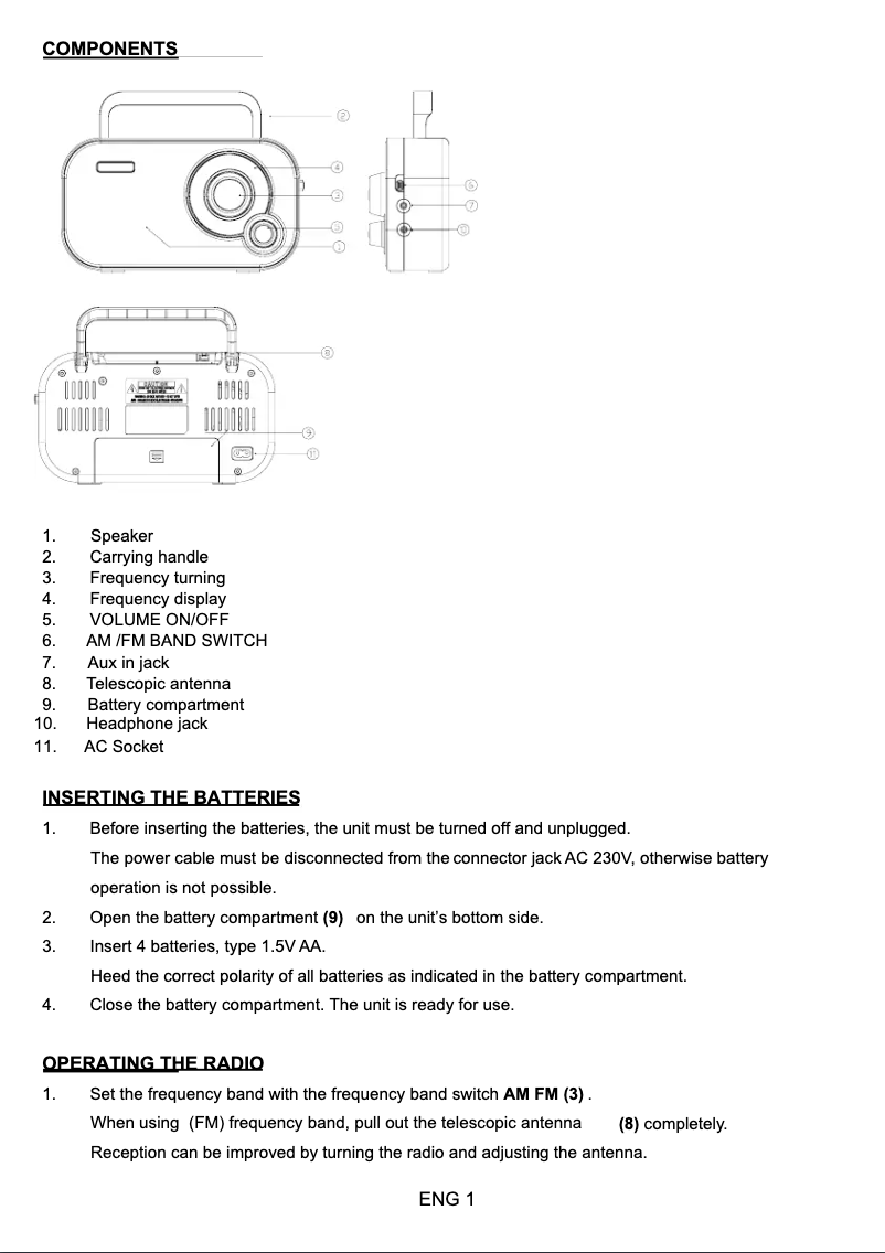 Page 1 de la notice Manuel utilisateur Denver TR-54C
