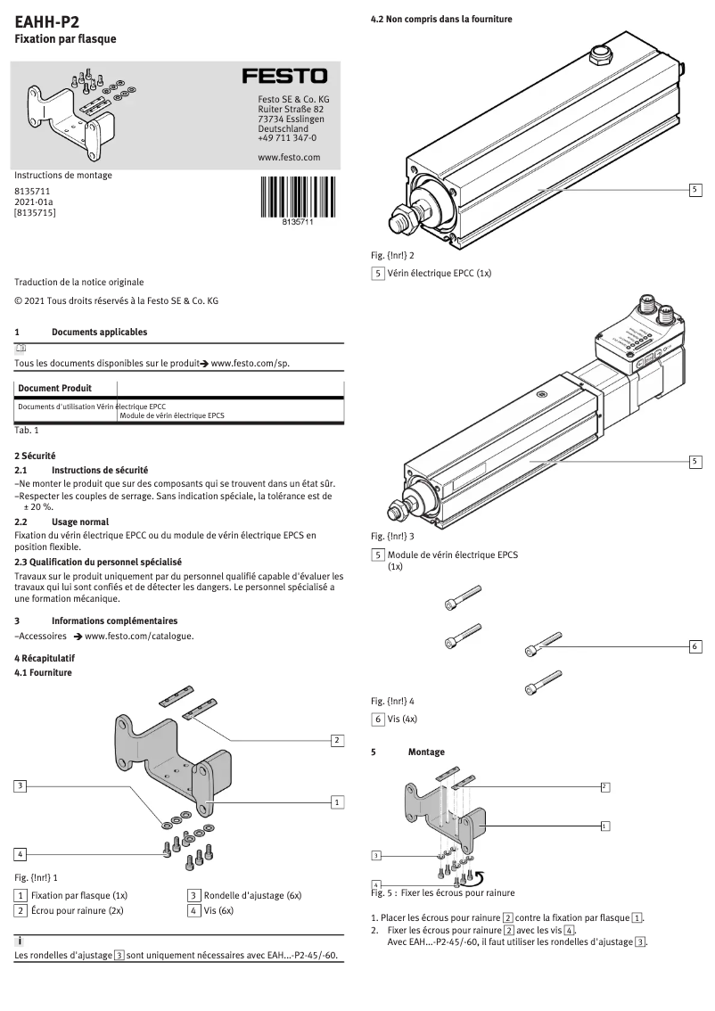Page 1 de la notice Manuel utilisateur Festo EAHH-P2-60
