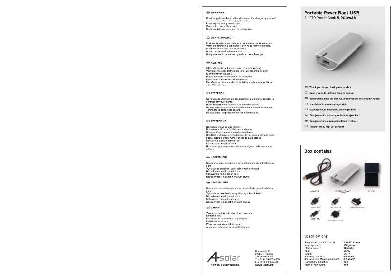 Page 1 de la notice Manuel utilisateur Xtorm AL270