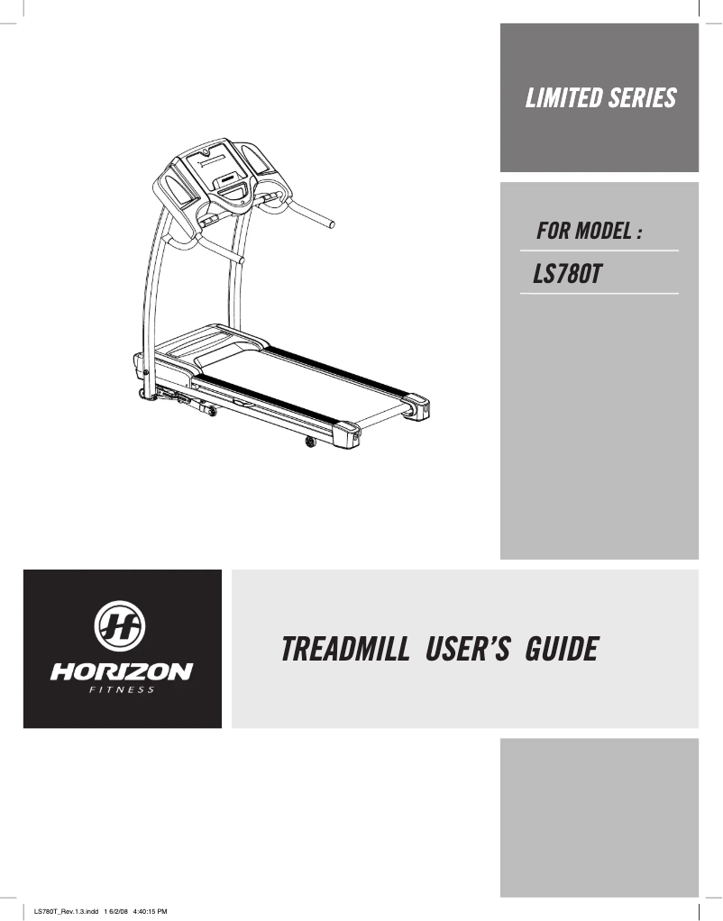 Página 1 del manual Manual de usuario Horizon Fitness Limited Series LS780T