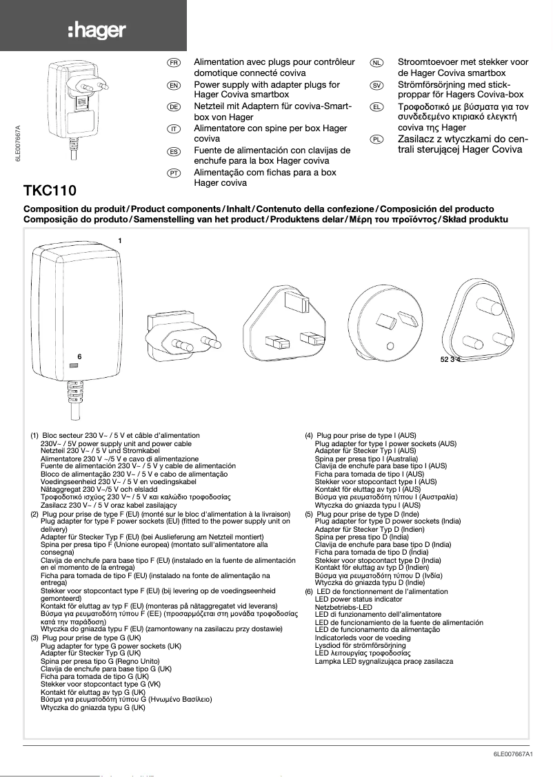 Page n°1 - Manuel utilisateur Hager TKC110