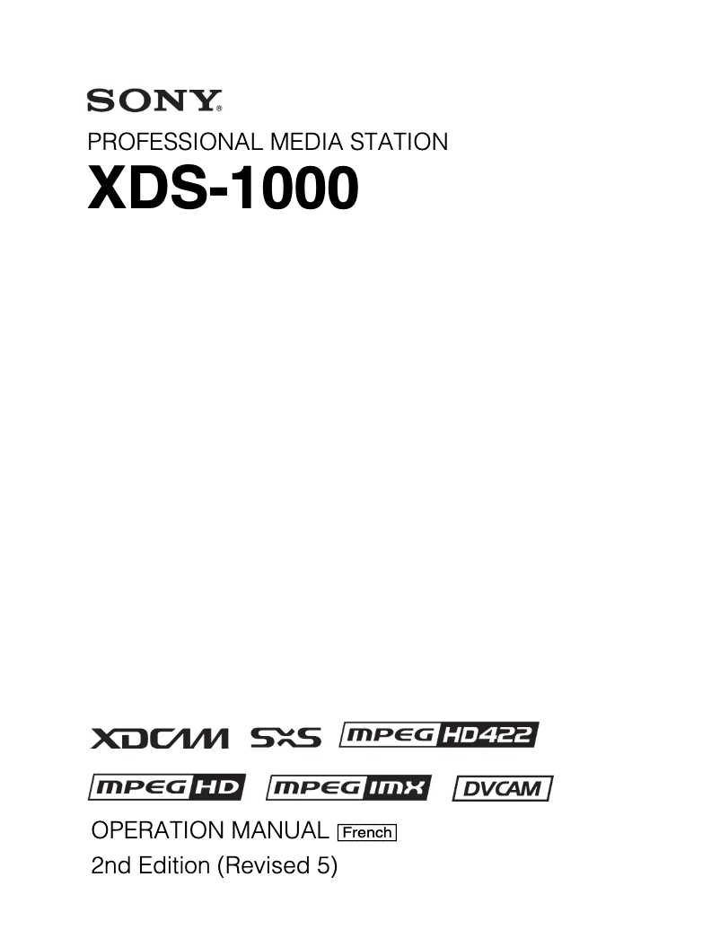 Page 1 de la notice Manuel utilisateur Sony XDS-1000