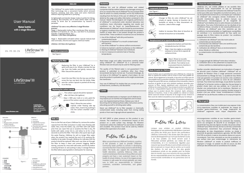 Imagen de la primera página del manual del dispositivo Water Bottle