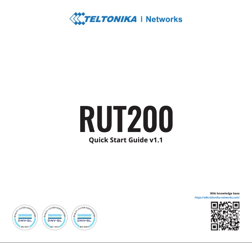 Página 1 del manual Guía de inicio rápido Teltonika RUT200