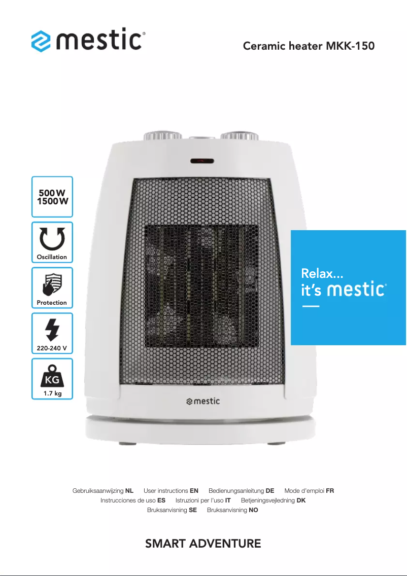 Page 1 de la notice Manuel utilisateur Mestic MKK-150