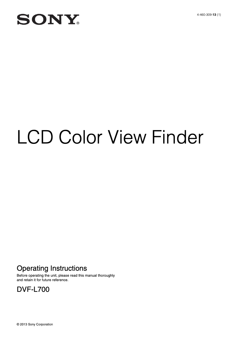 Image de la première page du manuel de l'appareil DVF-L700